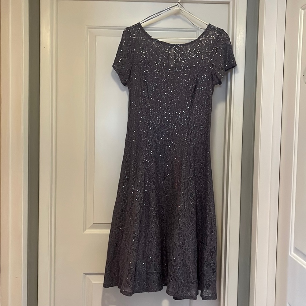 SLNY lavender sequin dress, 3/4 length